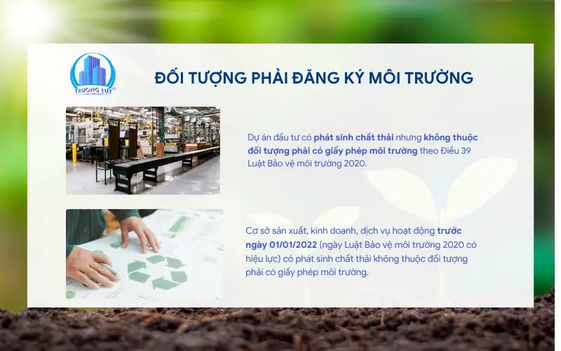 đối tượng phải đăng ký môi trường