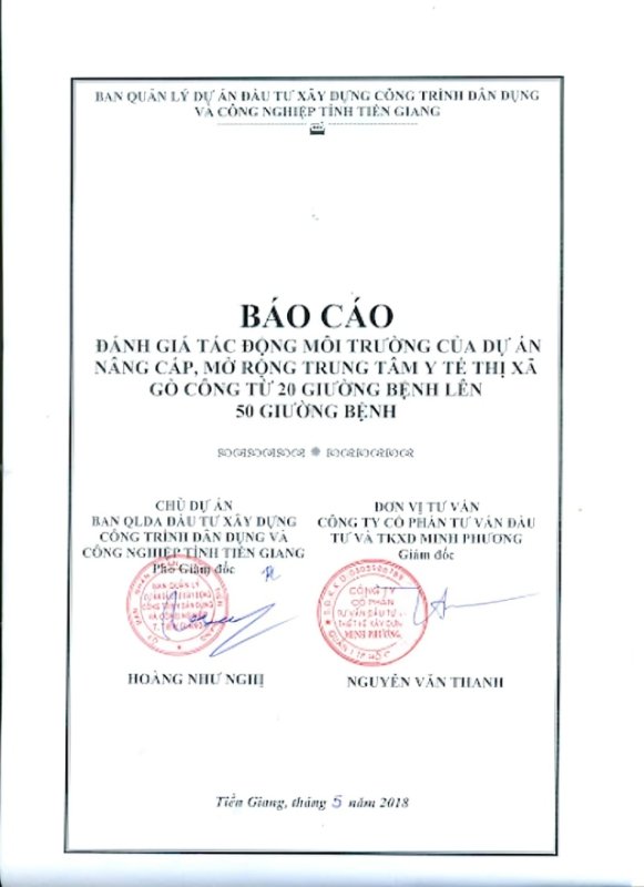 nội dung báo cáo đánh giá tác động môi trường