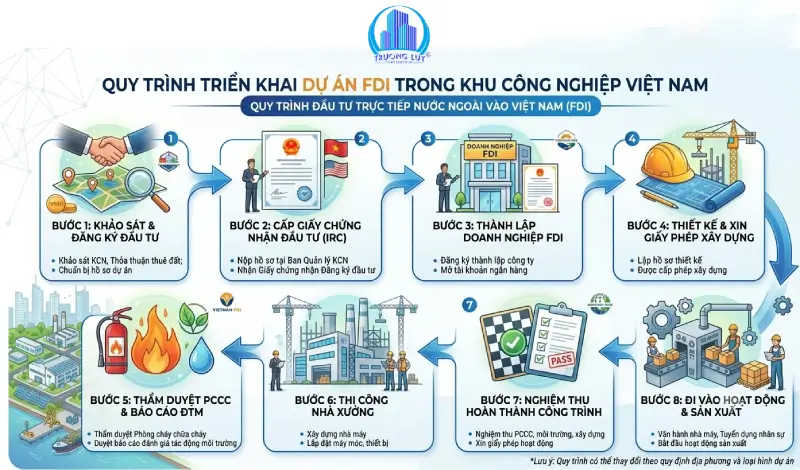 quy trình triển khai dự án FDI trong khu công nghiệp